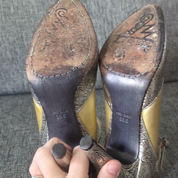 Modern Vintage Heels Antique Steampunk Pumps Silver Paisley Women's EU 38.5 - Picture 8 of 8